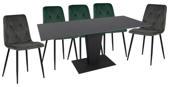 ESSTISCH Anthrazit, Schwarz rechteckig  ausziehbar  - Anthrazit/Schwarz, Design, Keramik/Metall (120-179/80/76cm) - Novel