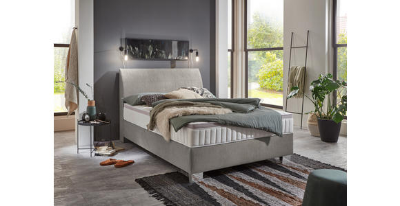 BOXSPRINGBETT 140/200 cm  in Silberfarben  - Chromfarben/Silberfarben, KONVENTIONELL, Kunststoff/Textil (140/200cm) - Hom`in