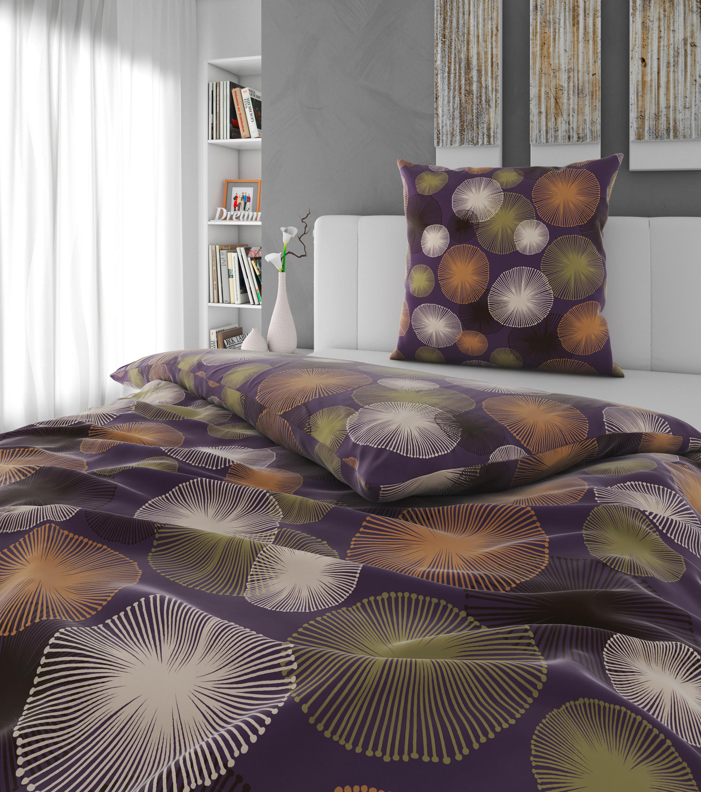 BETTWÄSCHE Satin 135/200 cm  - Beige/Violett, Textil (135/200cm) - Esposa