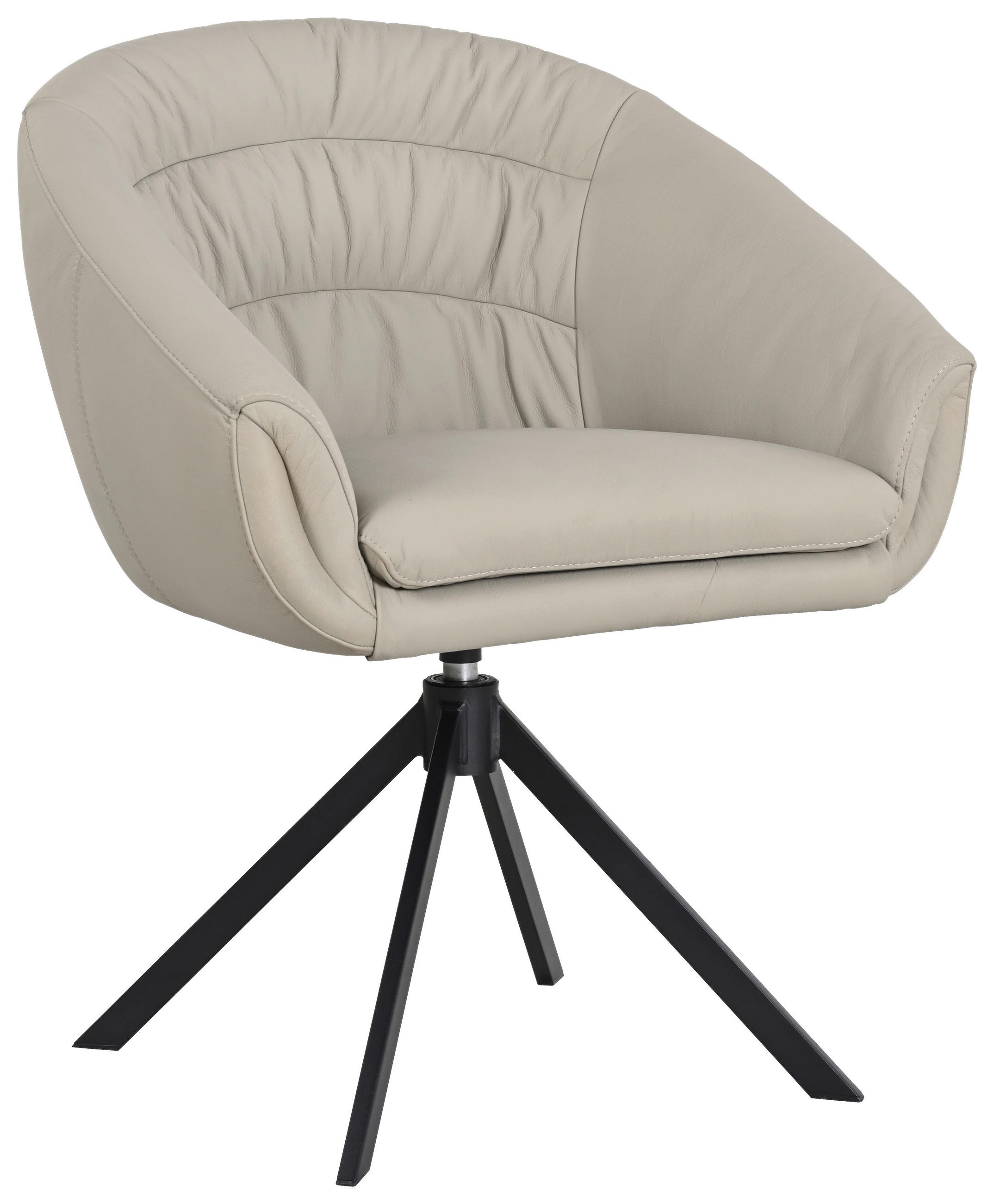 ARMLEHNSTUHL  Lederauswahl, Sitzfläche 360° drehbar  Echtleder  - Greige/Schwarz, Design, Leder/Metall (64/81.5/61cm) - Johann Jakob