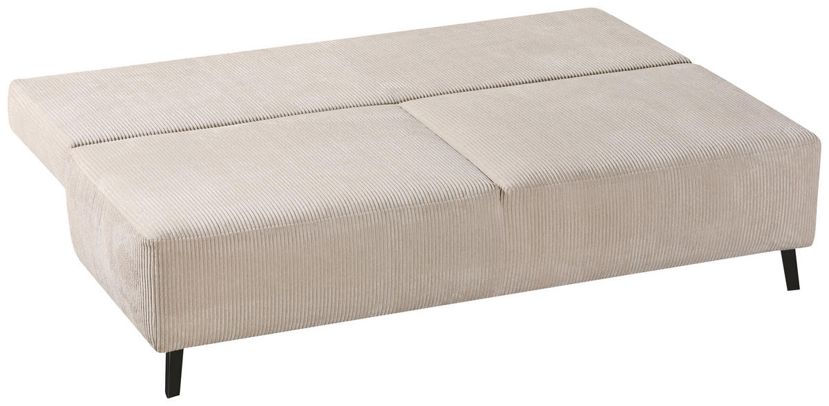 SCHLAFSOFA Cord Creme  - Creme/Schwarz, Modern, Textil/Metall (197/92/88cm) - Venda