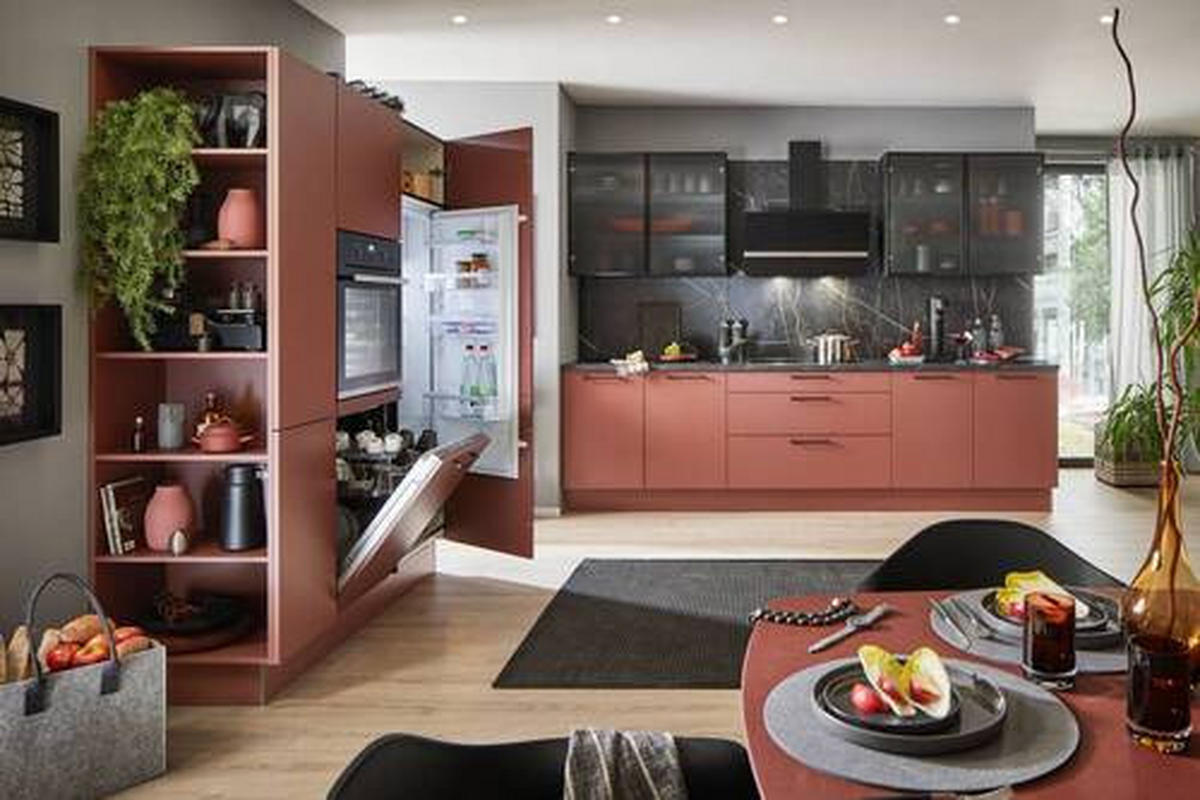 EINBAUKÜCHE Scala  - Rosa, Design, Holzwerkstoff - Moderano
