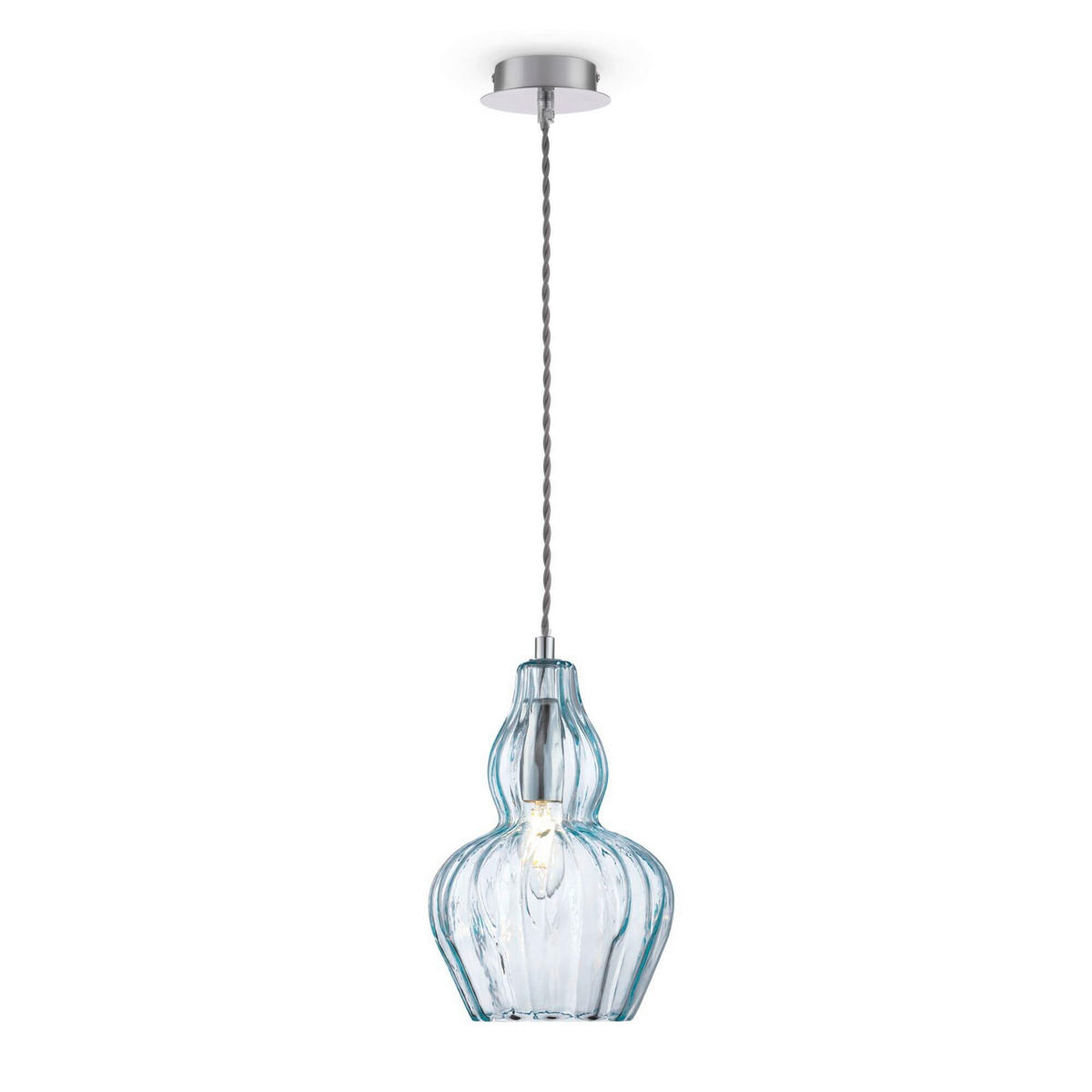 PENDELLEUCHTE 16/23 cm  - Blau/Nickelfarben, Trend, Glas/Metall (16/23cm) - MAYTONI
