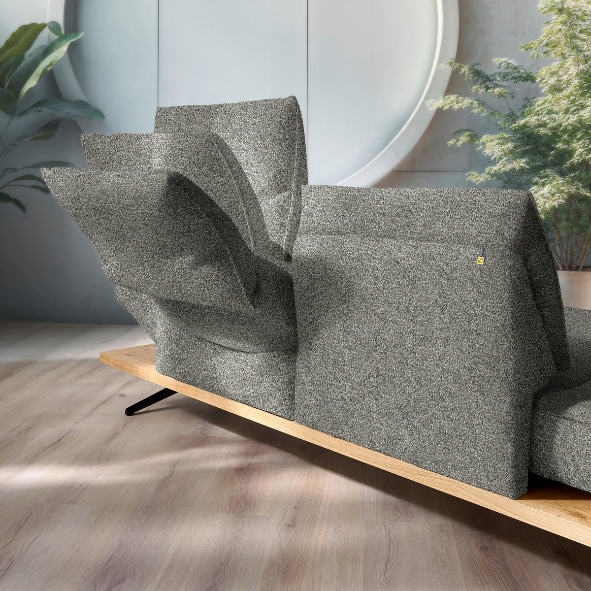 ECKSOFA  in Chenille Graubraun  132/240 cm  - Graubraun/Schwarz, Design, Holz/Textil (132/240cm) - Koinor