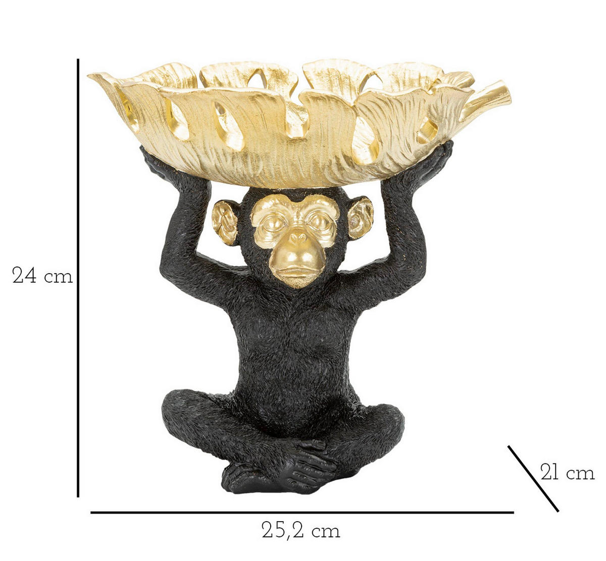 SKULPTUR - Goldfarben/Schwarz, Basics, Kunststoff (25.2/24/21cm)
