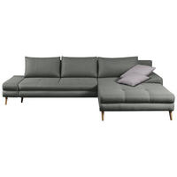 ECKSOFA Grau Webstoff  - Erlefarben/Hellgrau, Trend, Holz/Textil (313/215cm) - MID.YOU