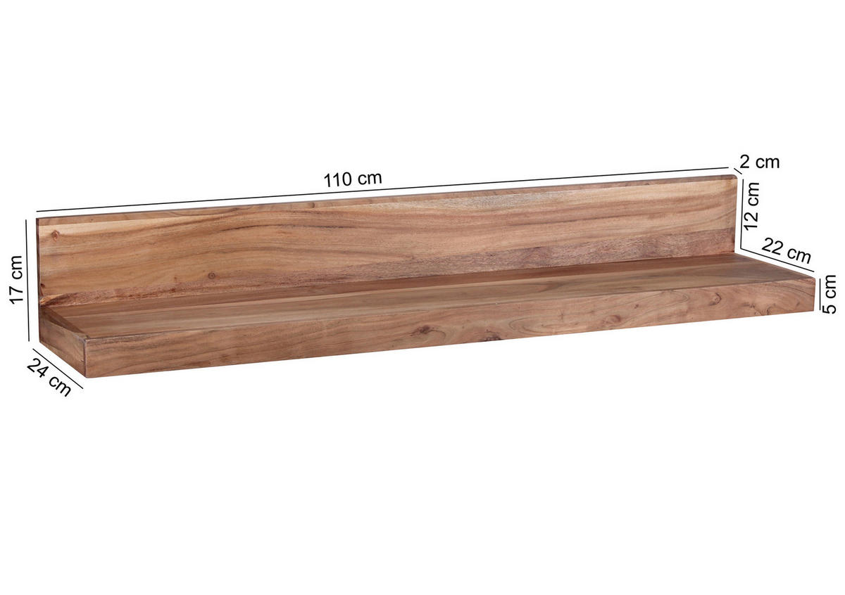 WANDREGAL  - Akaziefarben, Modern, Holz (110/17/24cm) - MID.YOU