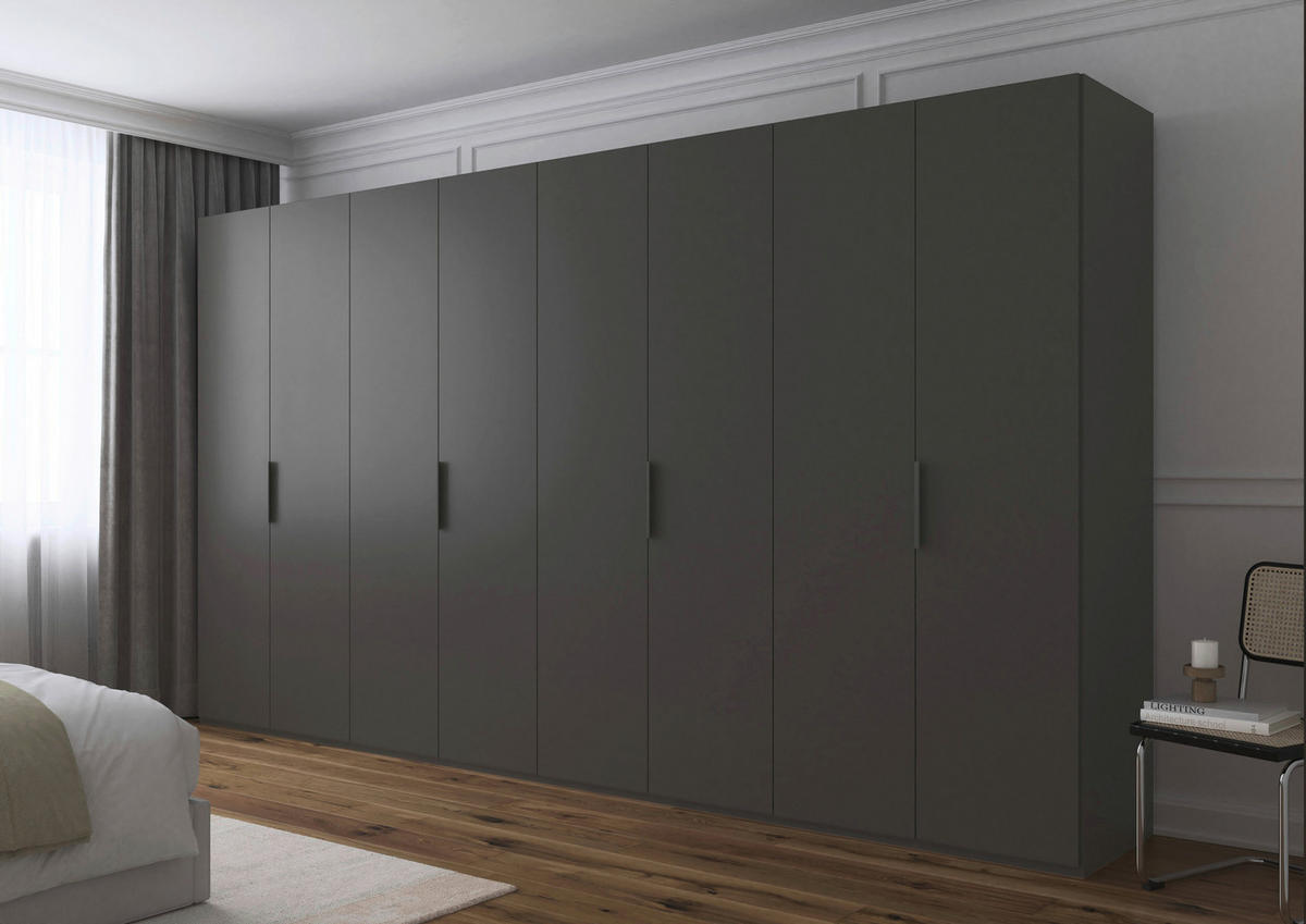 DREHTÜRENSCHRANK 400/223/61 cm,  in Graphitfarben, 8-türig  - Graphitfarben, Basics, Holzwerkstoff/Metall (400/223/61cm) - Novel