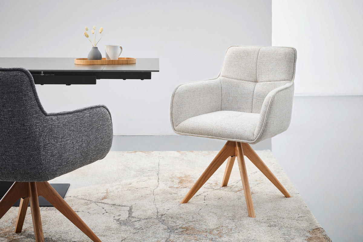 ARMLEHNSTUHL  in Mikrofaser  - Eichefarben/Beige, Design, Holz/Textil (61/87,5/61cm) - Novel