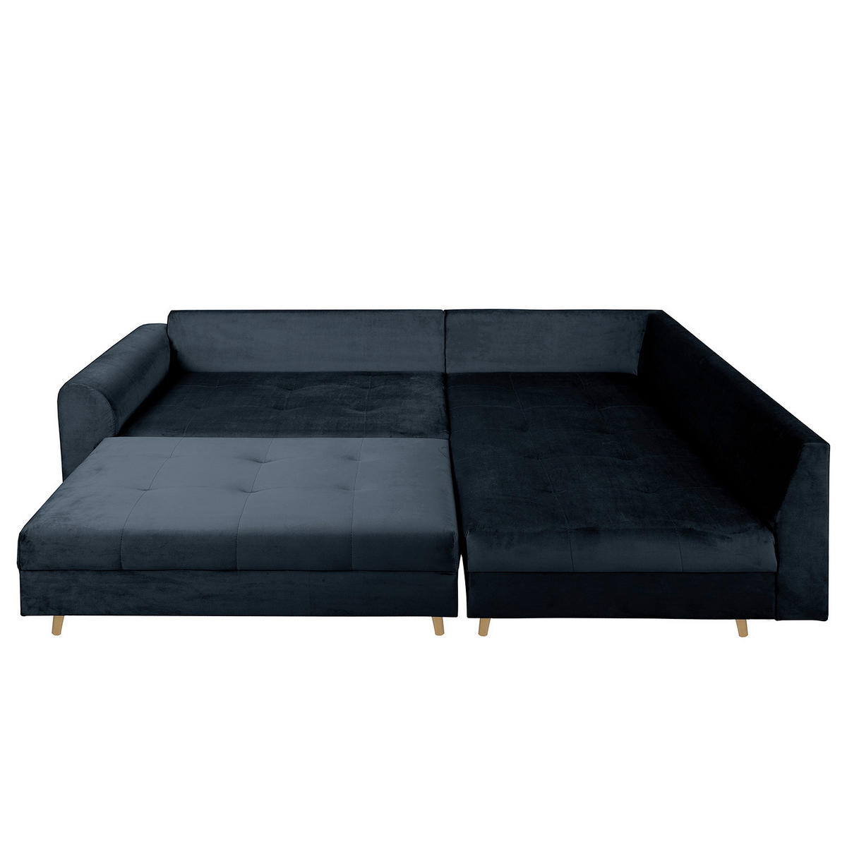 ECKSOFA inkl. Hocker Ariella in Samt Dunkelblau  231/161 cm  - Naturfarben/Dunkelblau, Design, Holz/Textil (231/161cm) - Livetastic