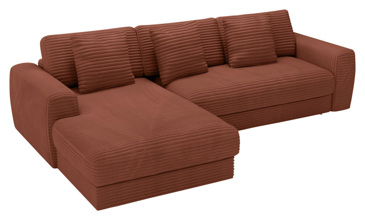 ECKSOFA Bronzefarben Cord  - Schwarz/Bronzefarben, MODERN, Kunststoff/Textil (182/302cm) - Carryhome