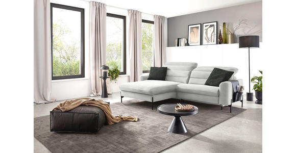 ECKSOFA in Flachgewebe Ecru 191/252 cm - Ecru/Schwarz, Design, Textil/Metall (191/252cm) - Dieter Knoll