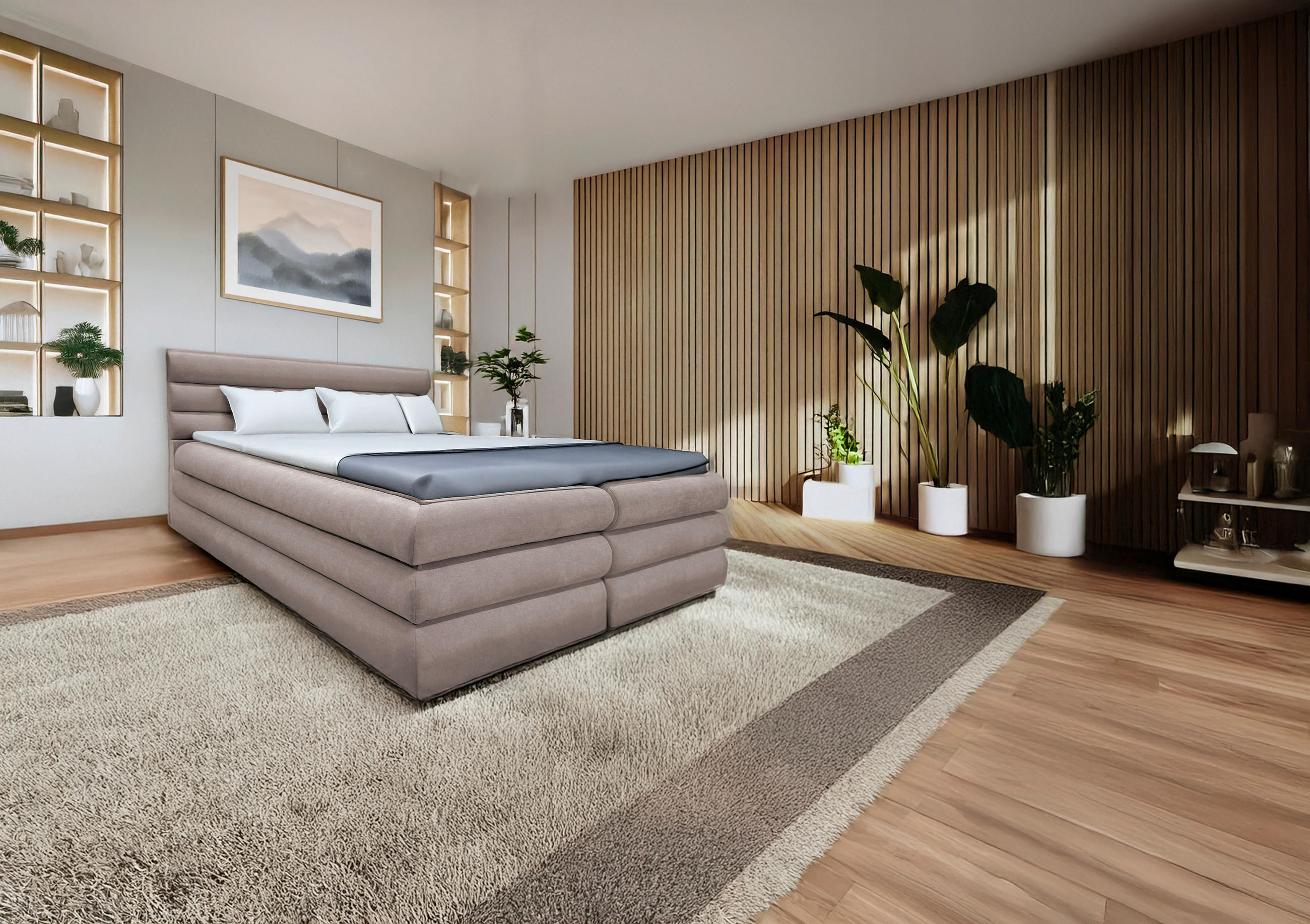 BOXBETT 180/200 cm  in Beige  - Beige, MODERN, Textil (180/200cm) - Livetastic