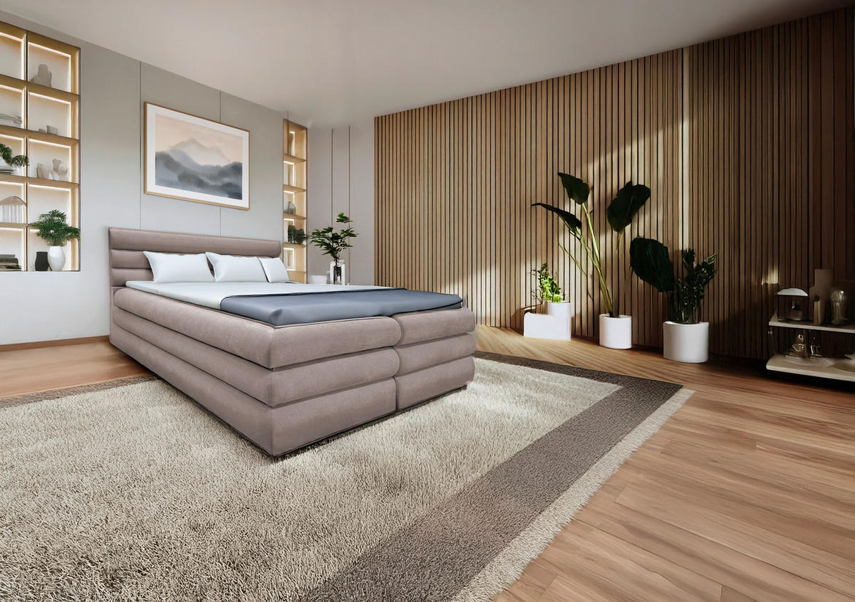 BOXBETT 180/200 cm  in Beige  - Beige, MODERN, Textil (180/200cm) - Livetastic