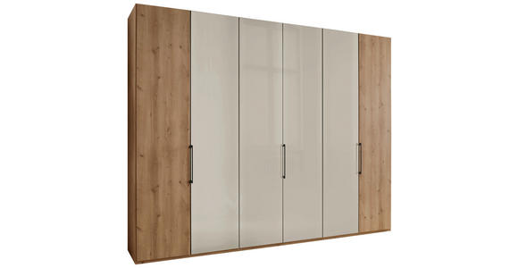 DREHTÜRENSCHRANK in Champagner, Eiche Bianco - Schieferfarben/Eiche Bianco, KONVENTIONELL, Glas/Holzwerkstoff (300/216/58cm) - Dieter Knoll