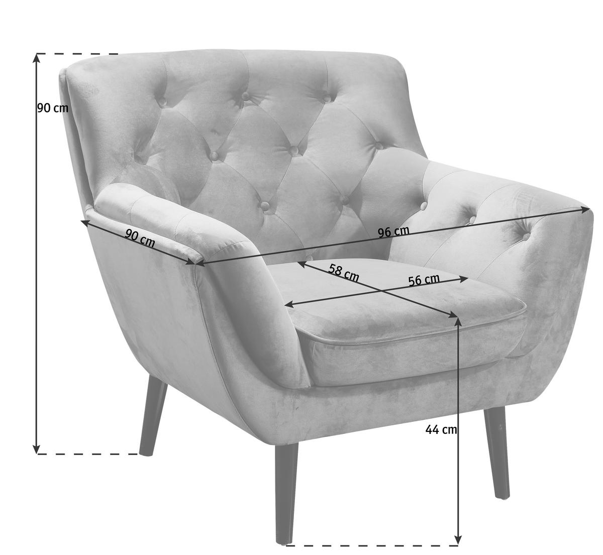CHESTERFIELD FOTELJA drvo, tekstil  siva, crna   - siva/crna, Trend, drvo/tekstil (96/90/90cm) - Stylife