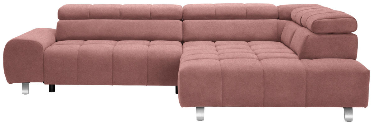 ECKSOFA Rosa Webstoff  - Dunkelgrau/Silberfarben, Design, Textil/Metall (295/201cm) - Hom`in