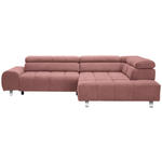 ECKSOFA in Webstoff Rosa  - Dunkelgrau/Silberfarben, Design, Textil/Metall (295/201cm) - Hom`in