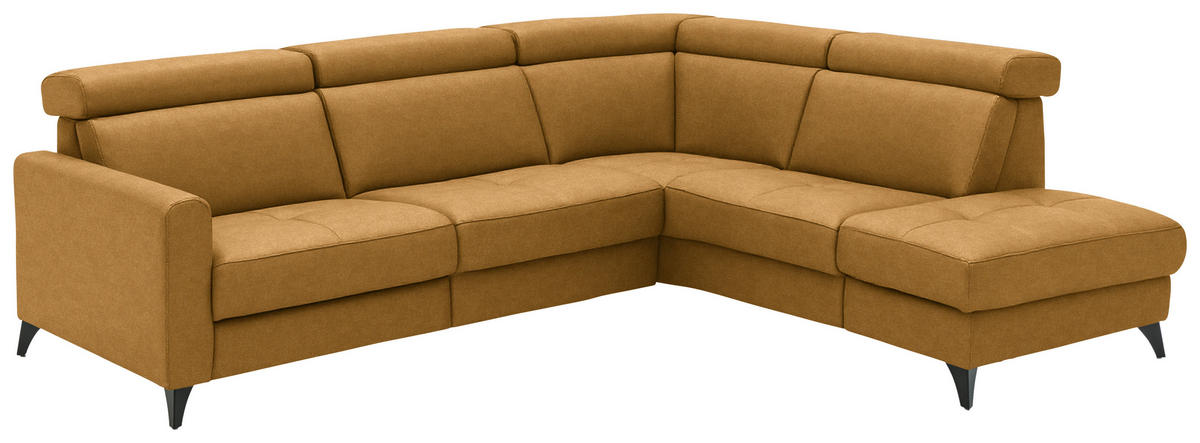 ECKSOFA Flachgewebe Currygelb  - Currygelb/Schwarz, Konventionell, Textil/Metall (276/214cm) - Beldomo System