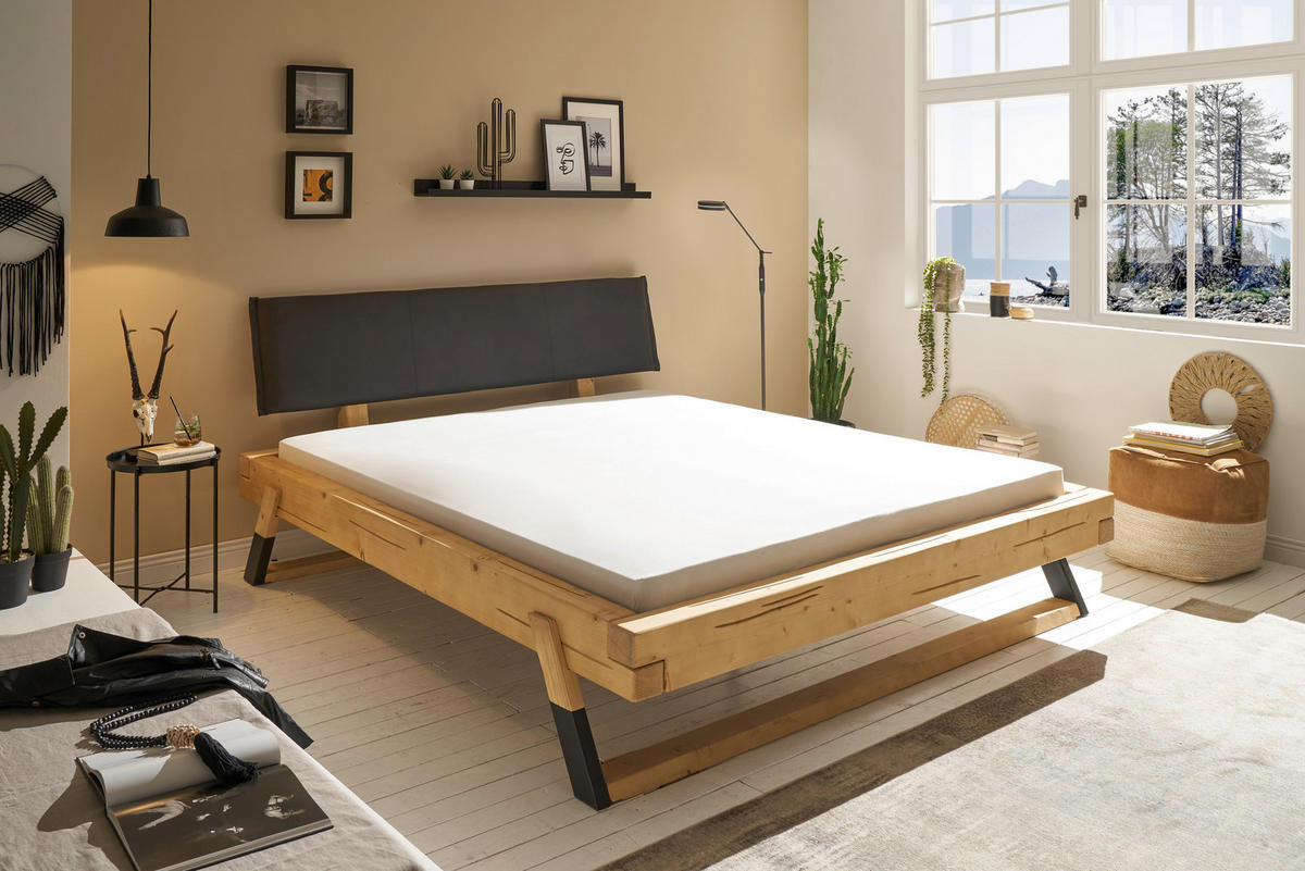 BETT 180/200 cm  in Fichtefarben   - Fichtefarben/Anthrazit, Modern, Holz/Textil (180/200cm) - MID.YOU