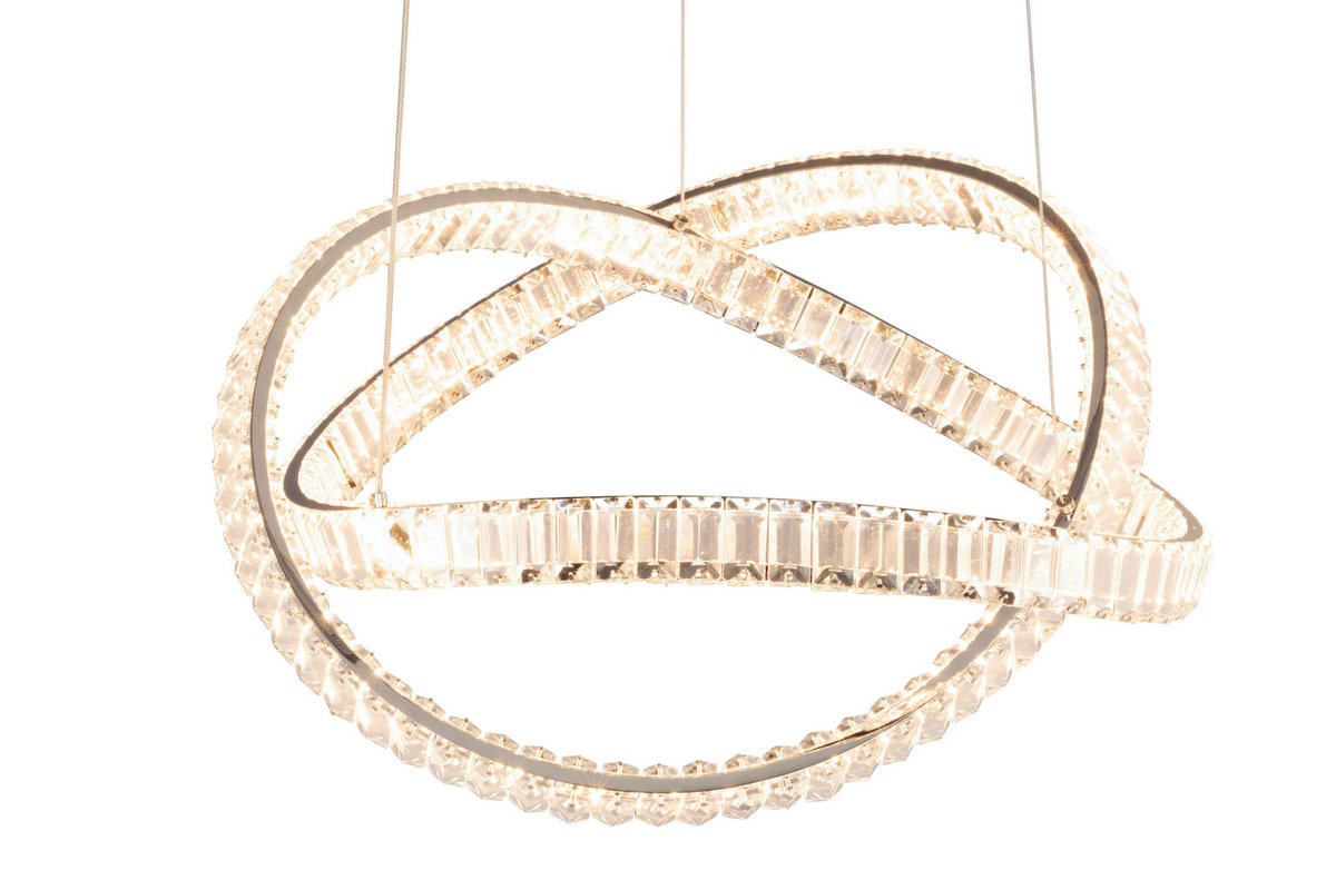 LED-HÄNGELEUCHTE Detroit 53/150 cm   - Silberfarben, Design, Glas/Kunststoff (53/150cm) - Glandor