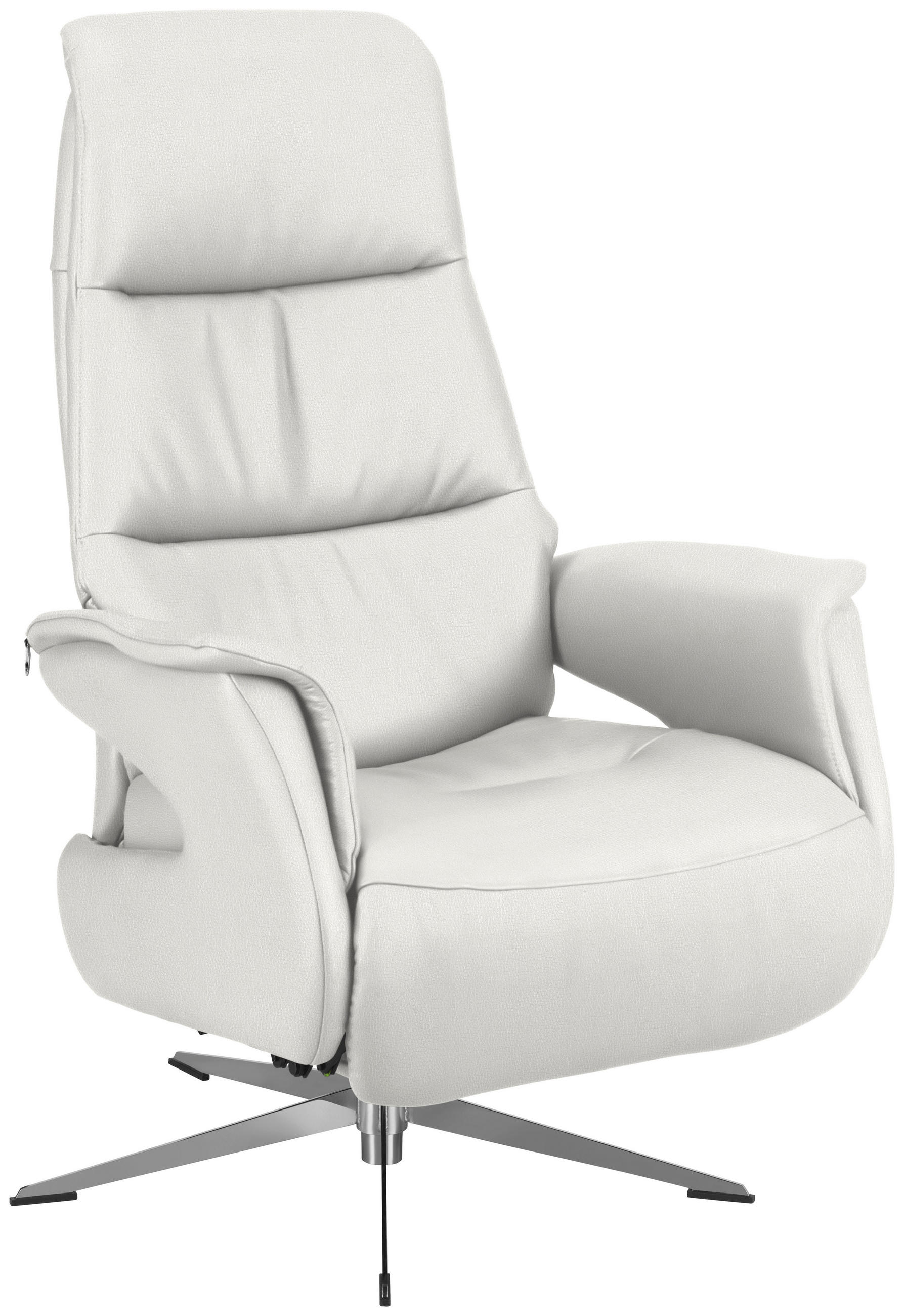 RELAXSESSEL in Leder Weiss  - Chromfarben/Weiss, Design, Leder/Metall (74/108/86cm) - Welnova