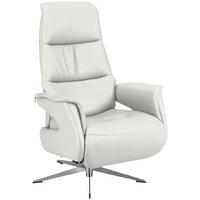RELAXSESSEL in Leder Weiss  - Chromfarben/Weiss, Design, Leder/Metall (74/108/86cm) - Welnova