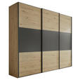 SCHWEBETÜRENSCHRANK 249/222/68 cm 3-türig  - Anthrazit/Schwarz, Holzwerkstoff/Metall (249/222/68cm) - Moderano