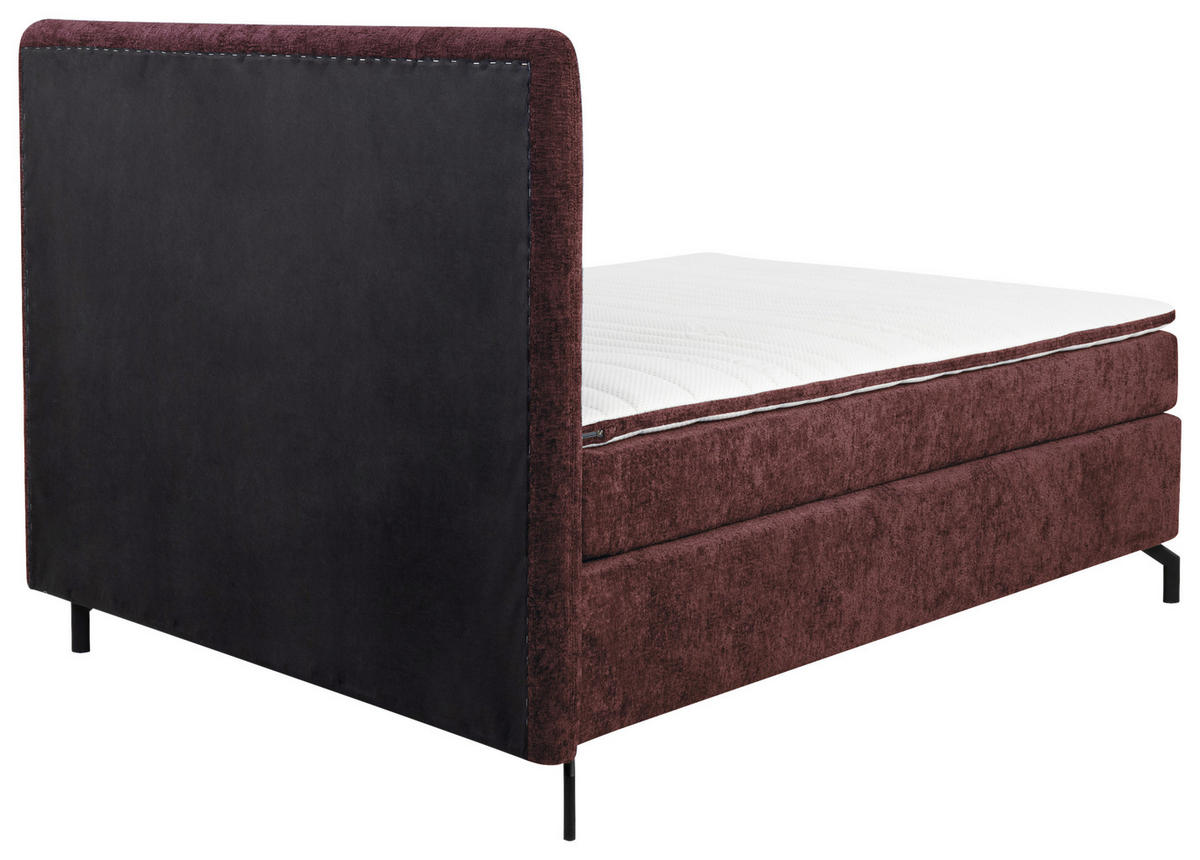 BOXSPRINGBETT 140/200 cm  in Dunkelrot  - Schwarz/Dunkelrot, Design, Textil/Metall (140/200cm) - Esposa