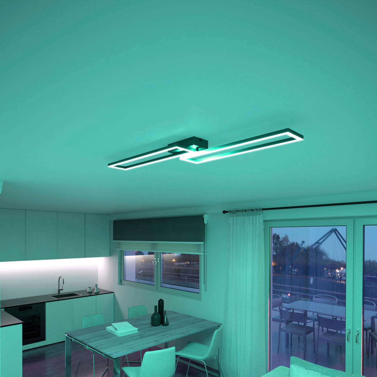 LED-DECKENLEUCHTE  Smart 24,4/7,8/110 cm   - Schwarz, Design, Metall (24,4/7,8/110cm) - Tint