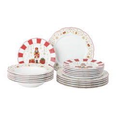 SET KROŽNIKOV - rdeča/bela, Basics, keramika (31.5/29.5/29.5cm) - Hutschenreuther