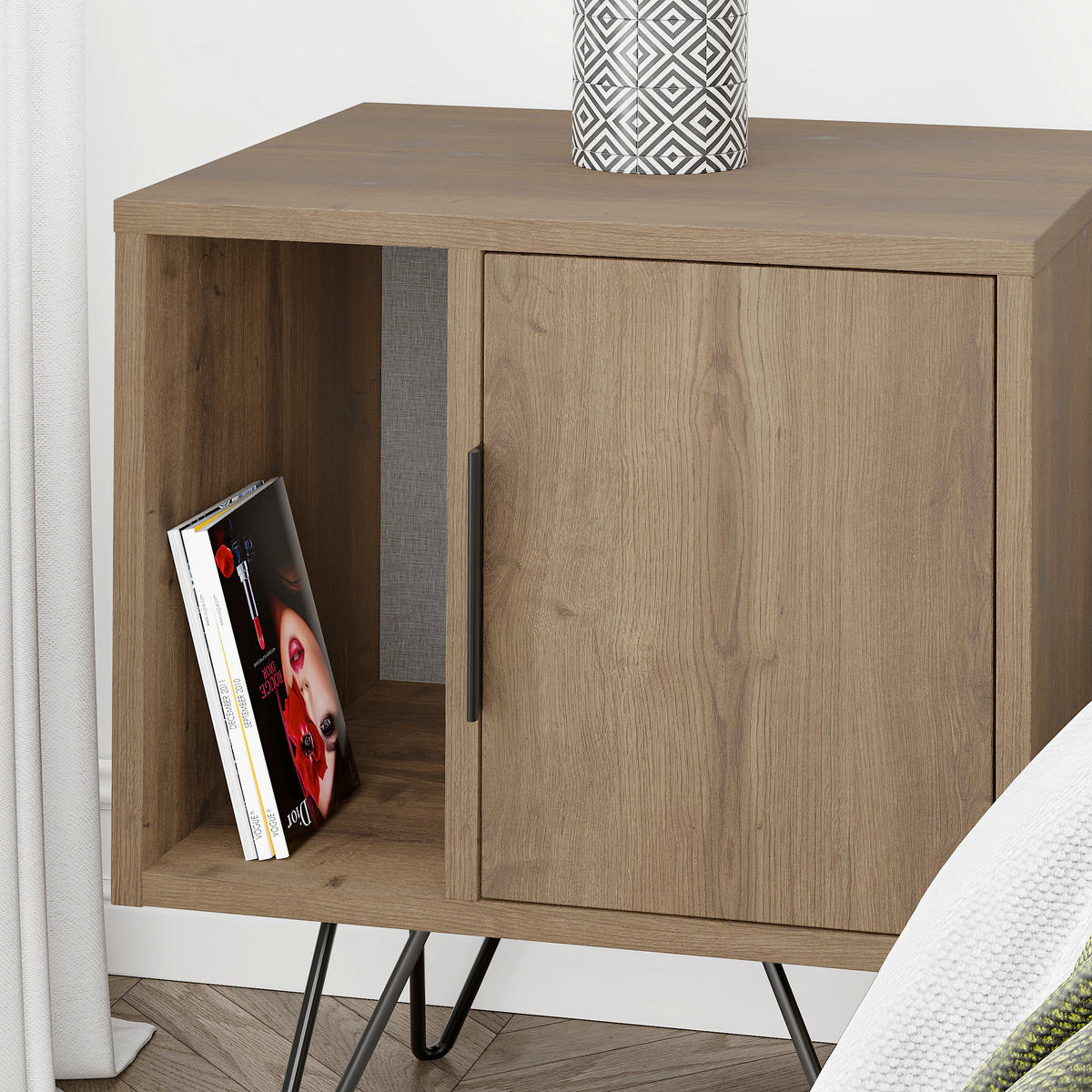 KINDERNACHTSCHRANK 45/50/35 cm  - Eiche dunkel, Design, Holzwerkstoff/Metall (45/50/35cm) - Livetastic
