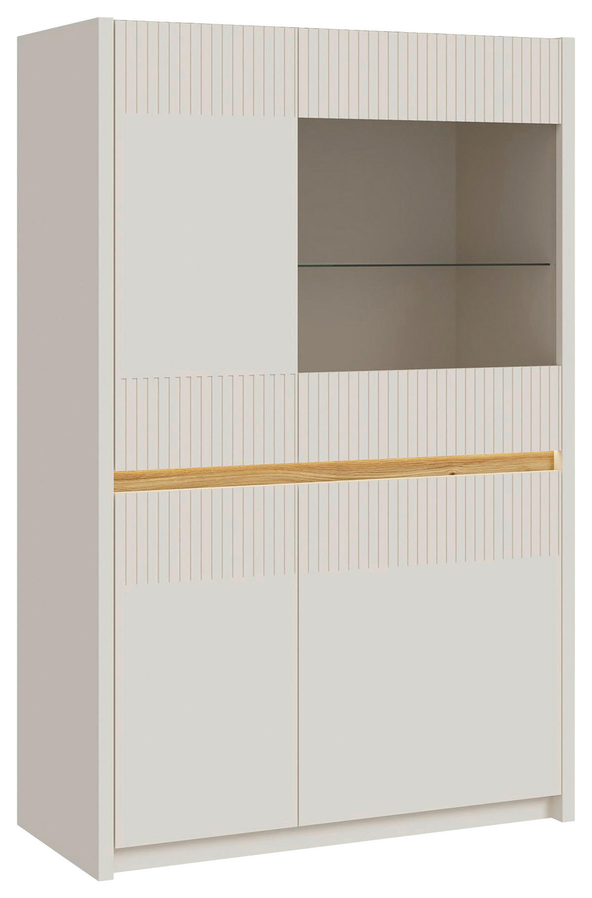 VITRINA, barve hrasta, peščene barve - barve hrasta/peščene barve, Design, steklo/leseni material (95,3/146,7/41,5cm) - Hom`in