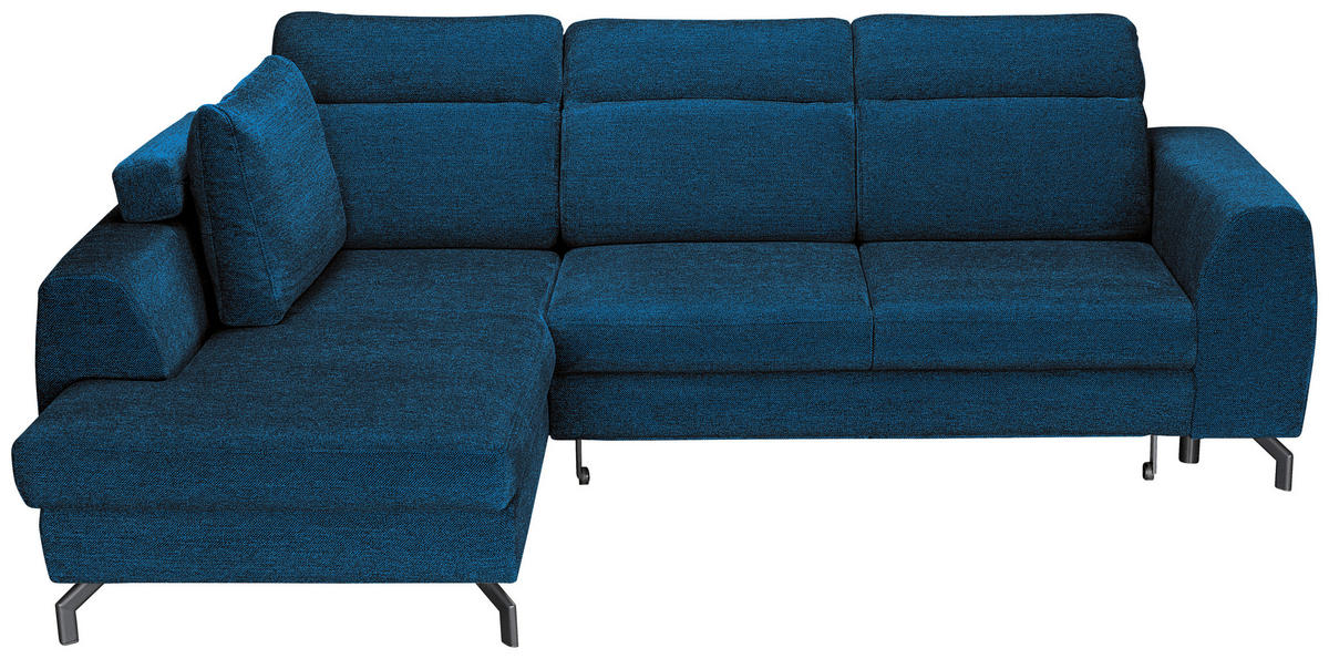 ECKSOFA Blau Chenille  - Blau/Schwarz, KONVENTIONELL, Textil/Metall (185/240cm) - Carryhome