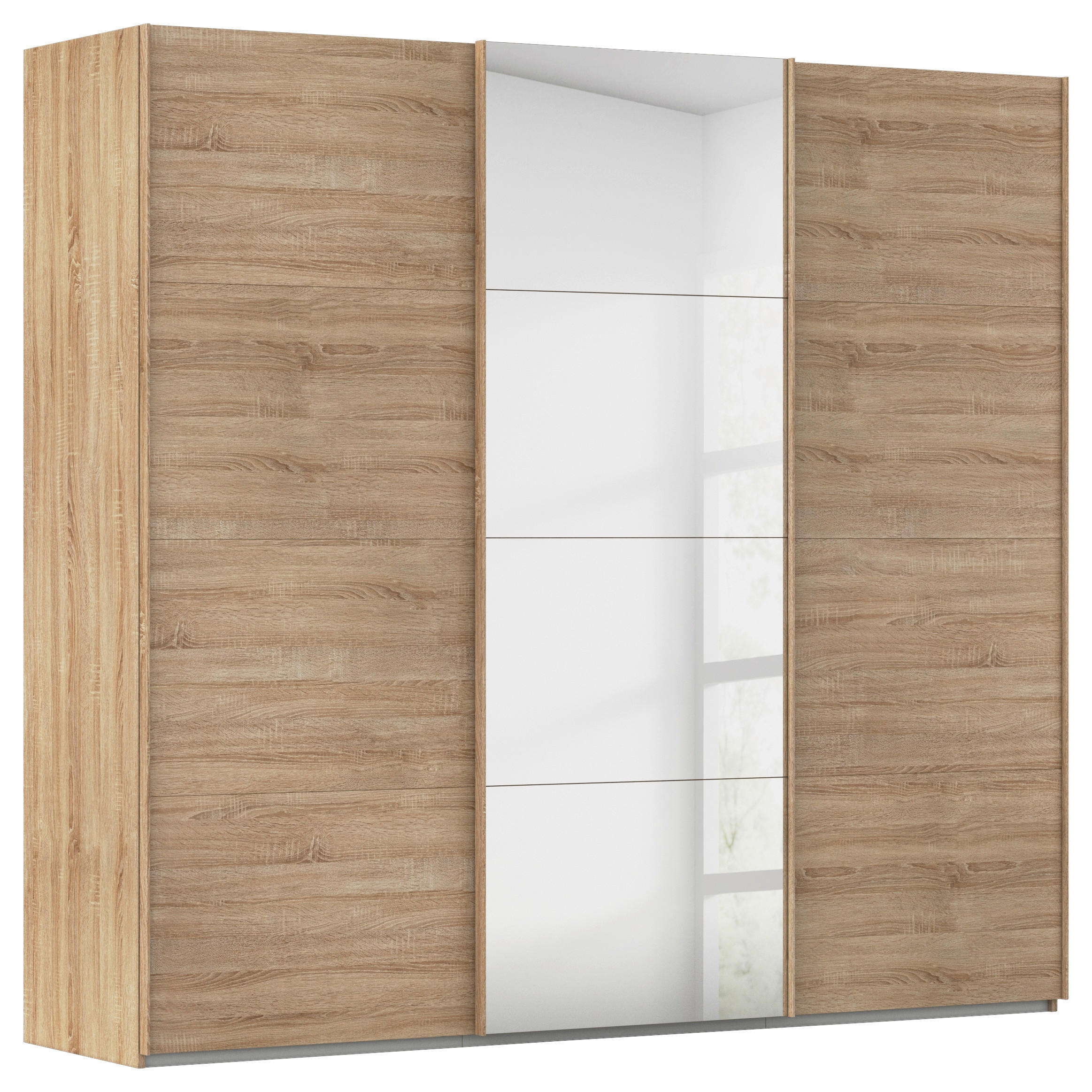 SCHWEBETÜRENSCHRANK 242/223/68 cm 3-türig Sonoma Eiche  - Sonoma Eiche, Design, Glas/Holzwerkstoff (242/223/68cm) - Novel