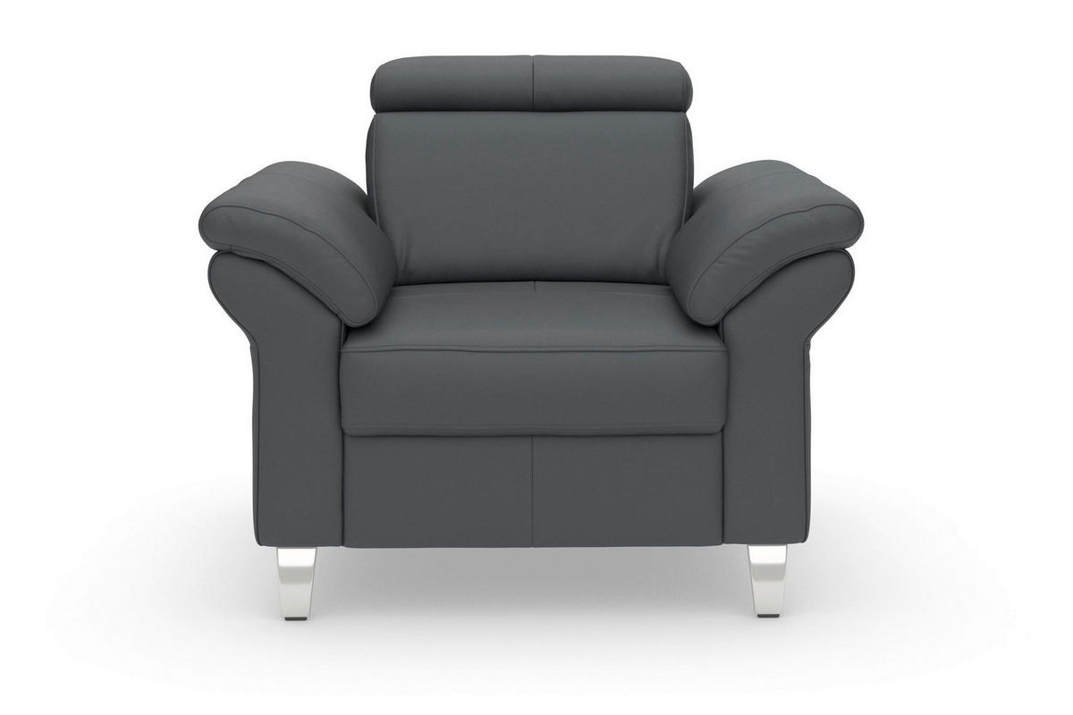 SESSEL in Echtleder Schwarz  - Chromfarben/Schwarz, Basics, Leder/Metall (101/84/93cm) - Sit & More