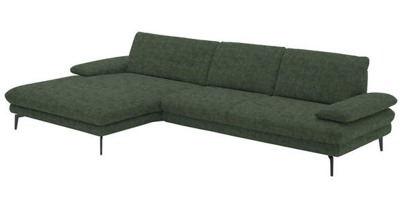 ECKSOFA in Velours Olivgrün 180/310 cm - Schwarz/Olivgrün, Design, Textil/Metall (180/310cm) - Dieter Knoll