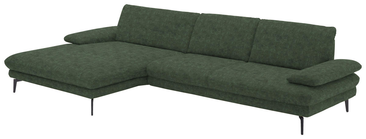 ECKSOFA in Velours Olivgrün  - Schwarz/Olivgrün, Design, Textil/Metall (180/310cm) - Dieter Knoll