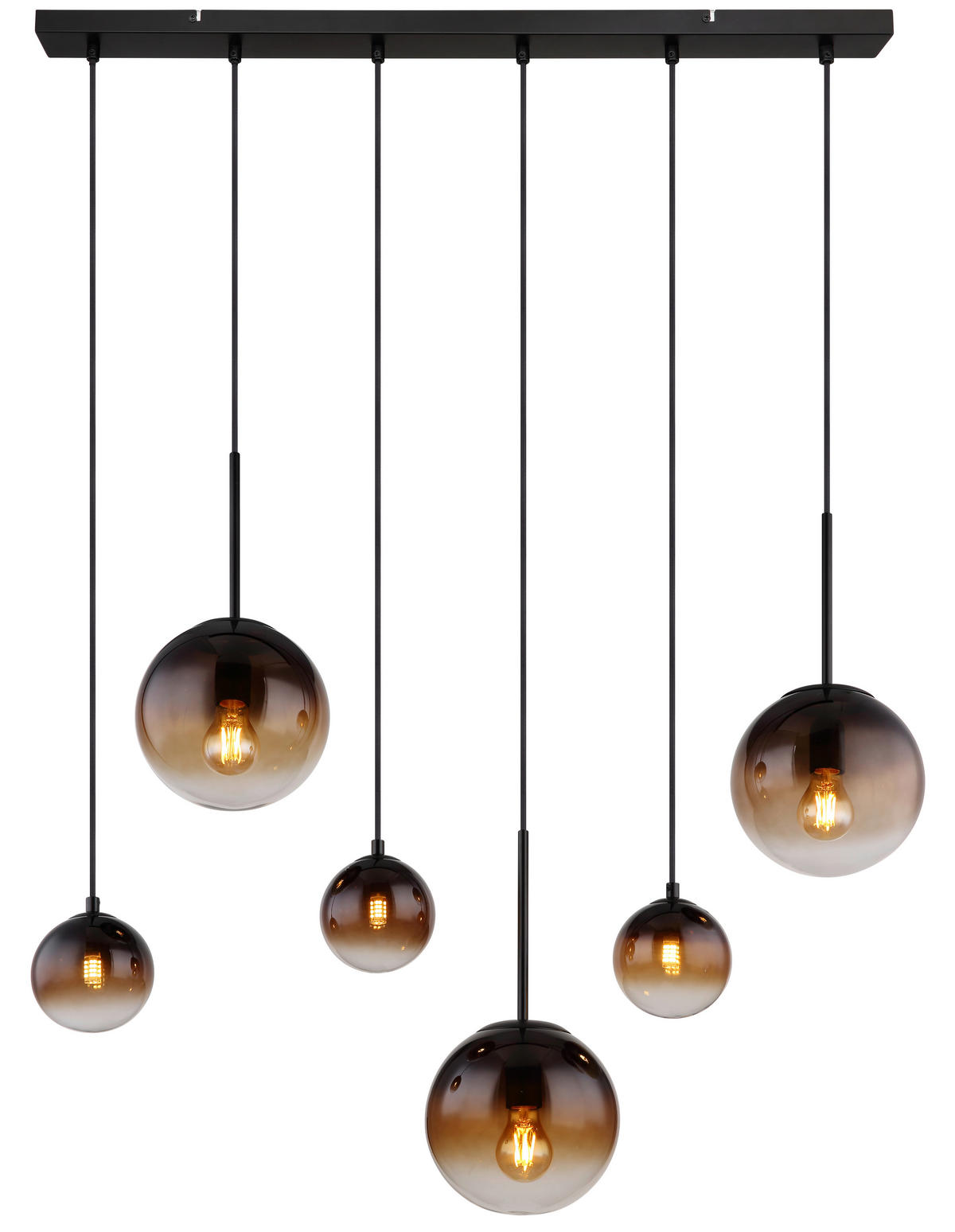 HÄNGELEUCHTE 91/20/117 cm    - Klar/Schwarz, Design, Glas/Metall (91/20/117cm) - Globo