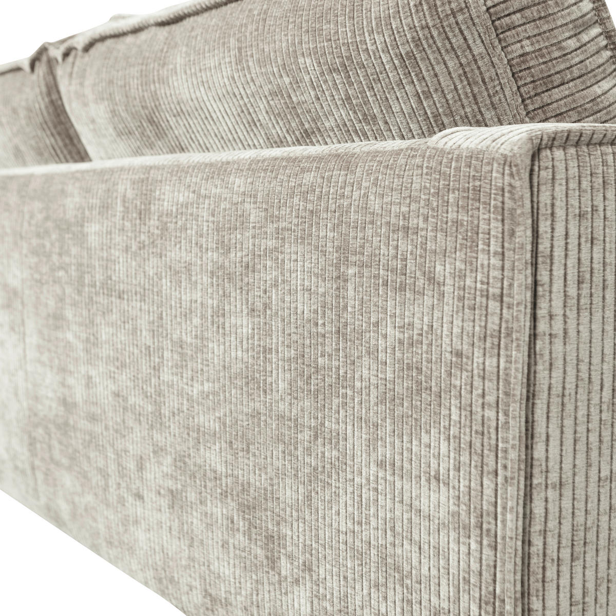 3-SITZER-SOFA Rodeo gerippt Sandfarben  - Sandfarben/Schwarz, MODERN, Textil/Metall (277/85/86cm) - Livetastic