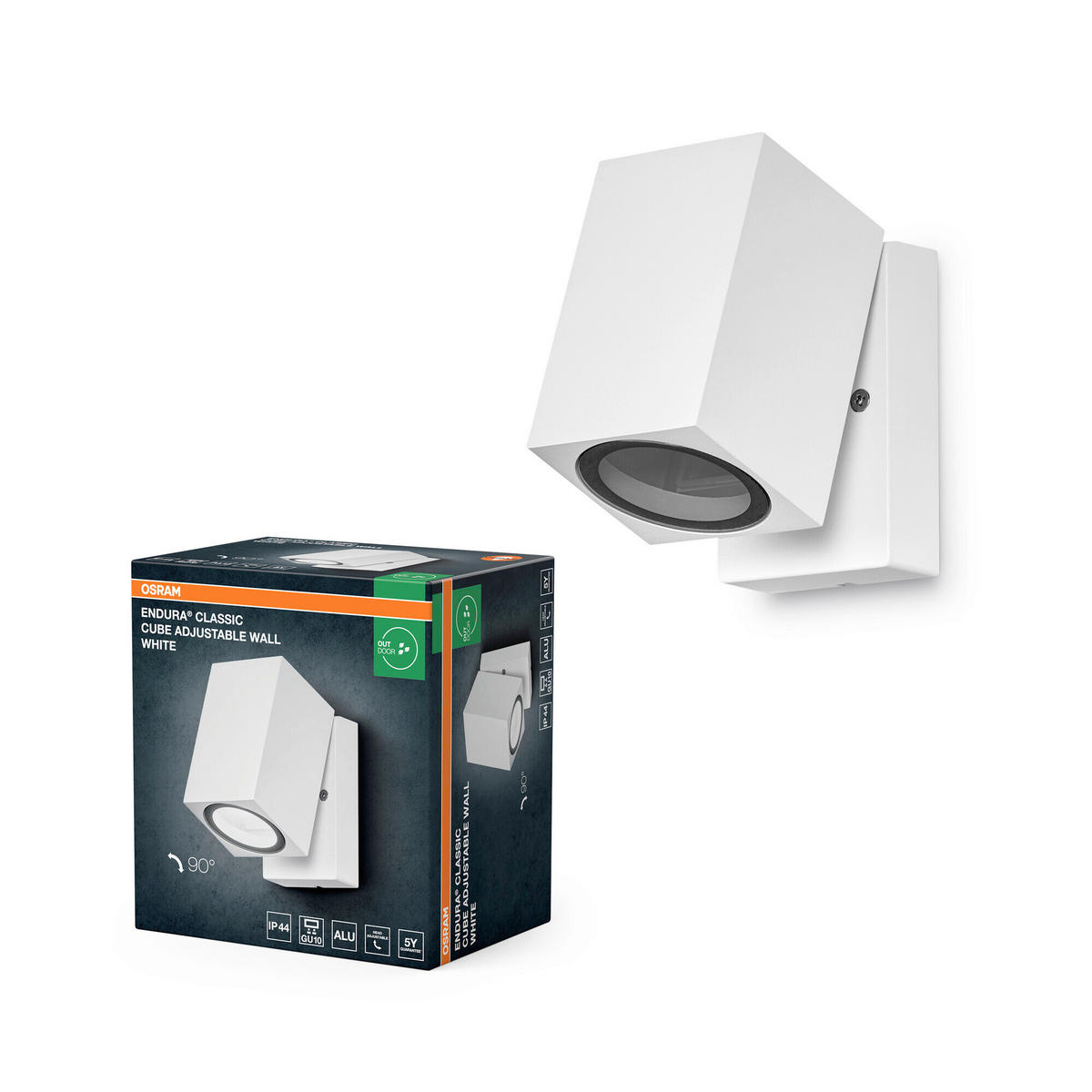 AUßENWANDLEUCHTE 6,6/9,3/10 cm   - Weiß, Basics, Metall (6,6/9,3/10cm) - Osram