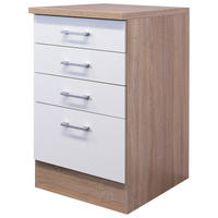 SCHUBKASTENUNTERSCHRANK 50,5/85/57 cm  in Weiß, Sonoma Eiche  - Alufarben/Weiß, KONVENTIONELL, Holzwerkstoff/Kunststoff (50,5/85/57cm) - FlexWell