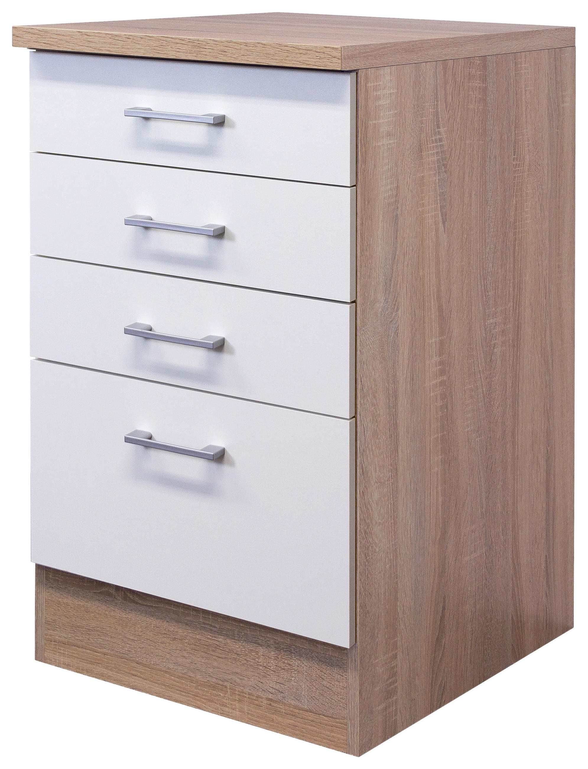 FlexWell Schubkastenunterschrank Weiß, Sonoma Eiche 50.5x85x57 cm