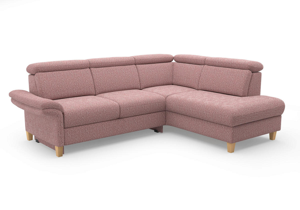 ECKSOFA GLENDALE E Aubergine Chenille  - Eichefarben/Aubergine, KONVENTIONELL, Holz/Textil (247/193cm) - Sit & More