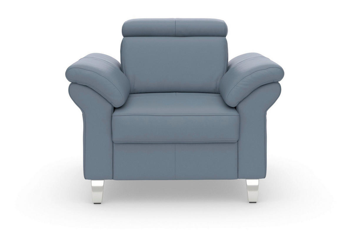SESSEL in Echtleder Graublau  - Chromfarben/Graublau, Basics, Leder/Metall (101/84/93cm) - Sit & More