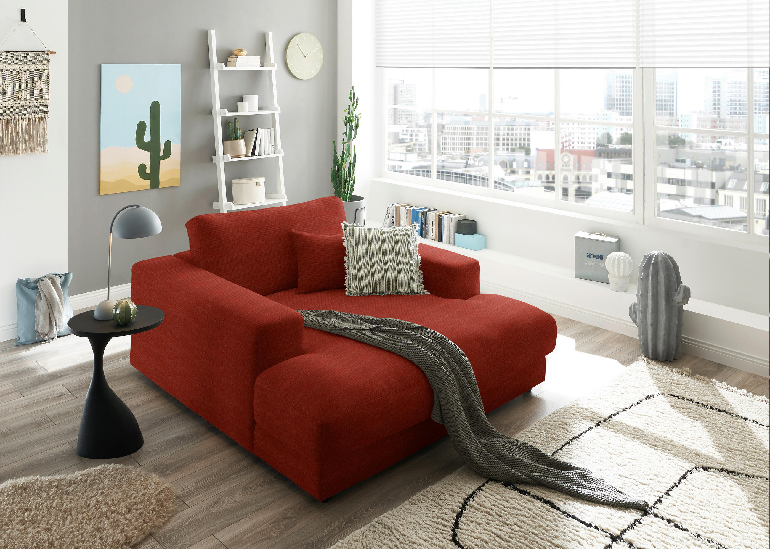 XXL-SESSEL in Chenille Rostfarben  - Rostfarben/Schwarz, Design, Kunststoff/Textil (150/86/170cm) - Lomoco
