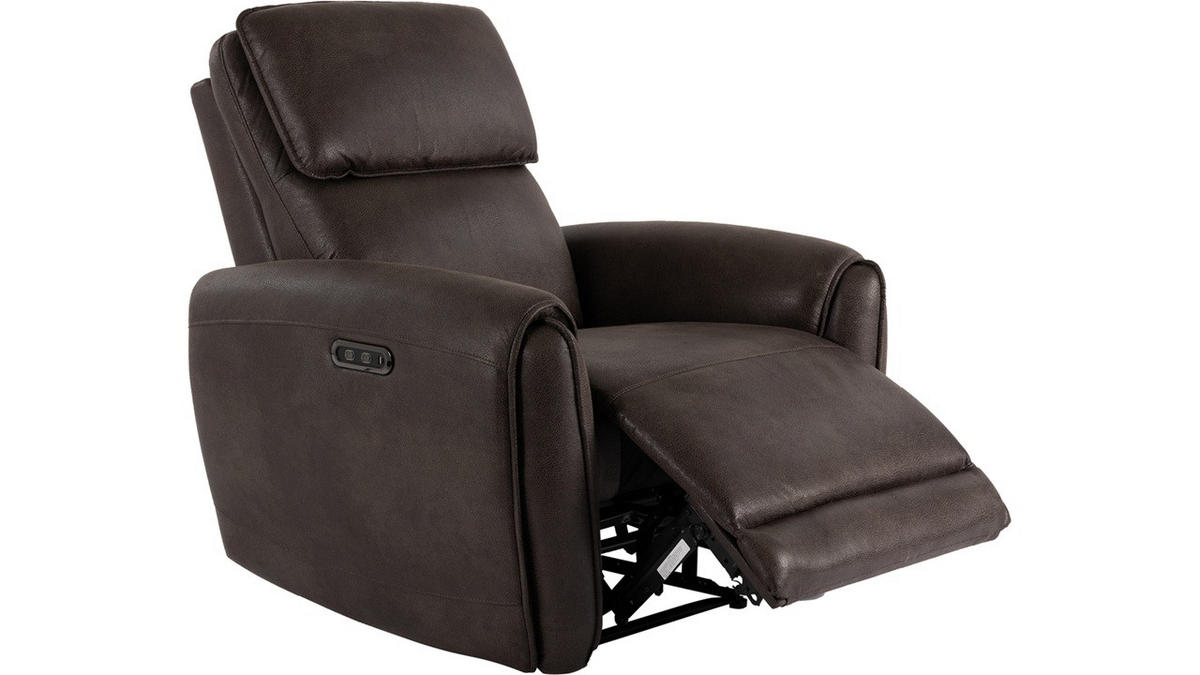 RELAXFÅTÖLJ i trä, metall, textil brun  - brun, Klassisk, metall/trä (99/91/102cm) - Best Price