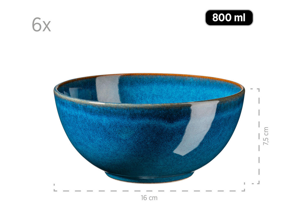 FRÜHSTÜCKSSERVICE Ossia  - Blau, Basics, Keramik (37,7/36,5/37,5cm) - Mäser