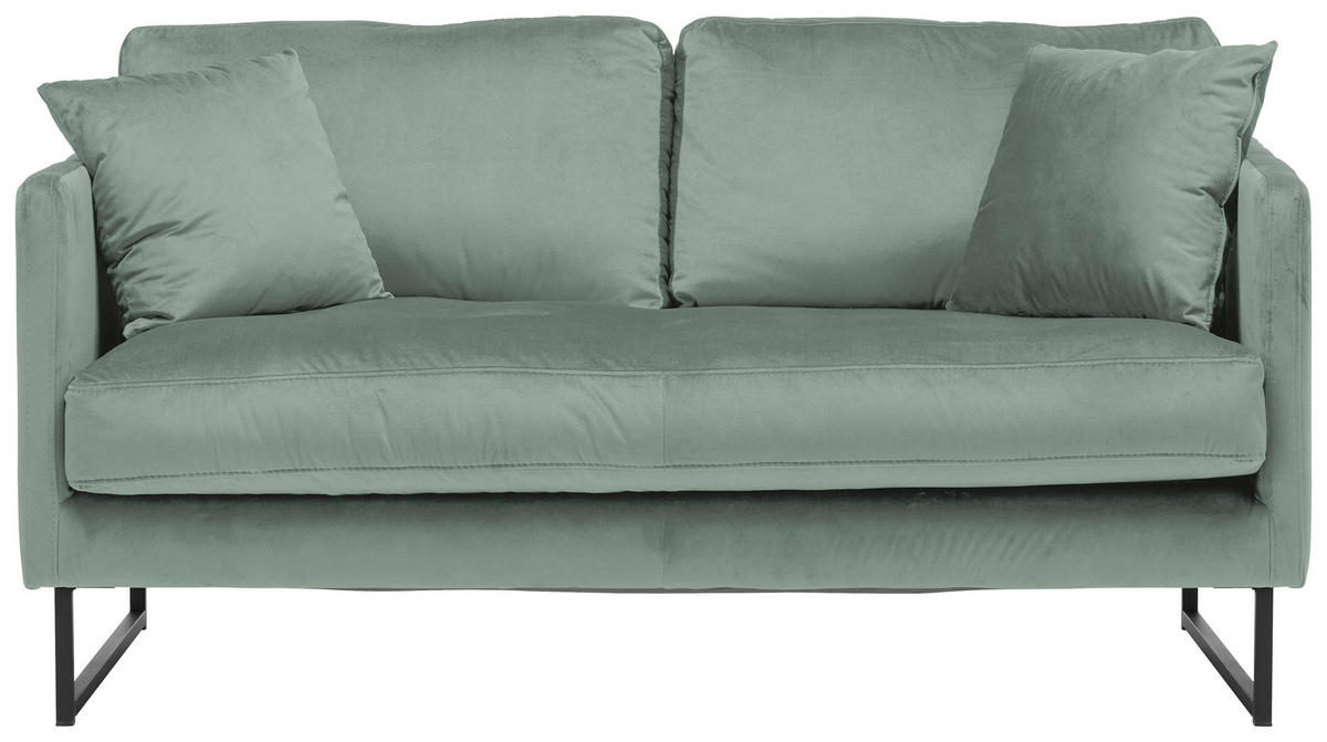2-SITZER-SOFA Samt Mintgrün  - Schwarz/Mintgrün, Design, Textil/Metall (150/78/84cm) - Carryhome