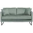 2-SITZER-SOFA  in Samt Mintgrün  - Schwarz/Mintgrün, Design, Textil/Metall (150/78/84cm) - Carryhome